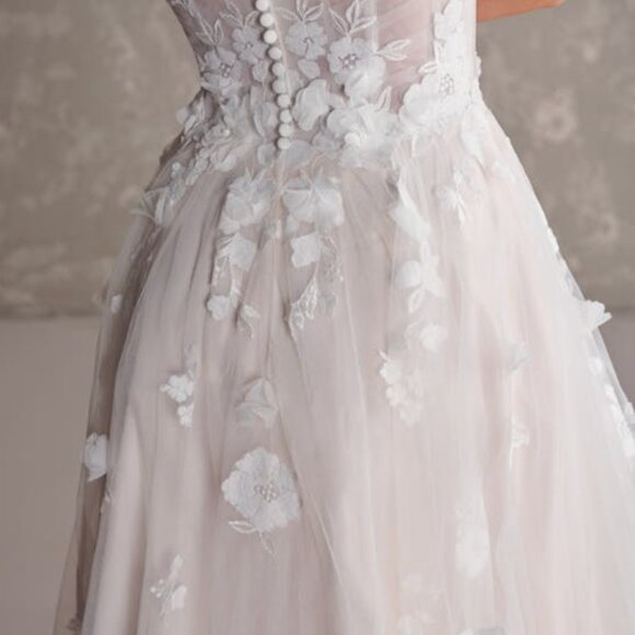 Maggie Sottero - Laila A-Line Strapless 3D Floral Wedding Gown - Picture 2 of 8